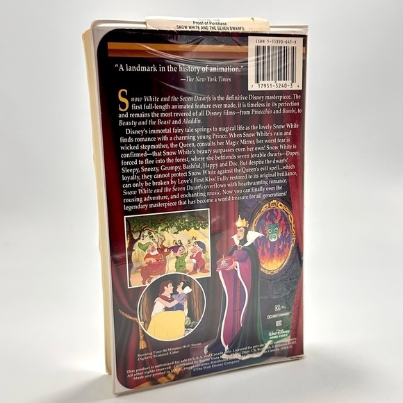 Walt Disney's Masterpiece Snow White and the Seven Dwarfs VHS - Picture 3 of 6